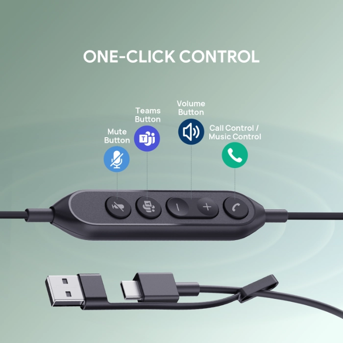 Yealink UH44 USB Headset w/ Inline Controls Button Functions
