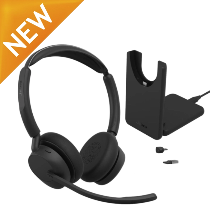 Jabra Evolve3 45 Stereo Headset with Charging Stand