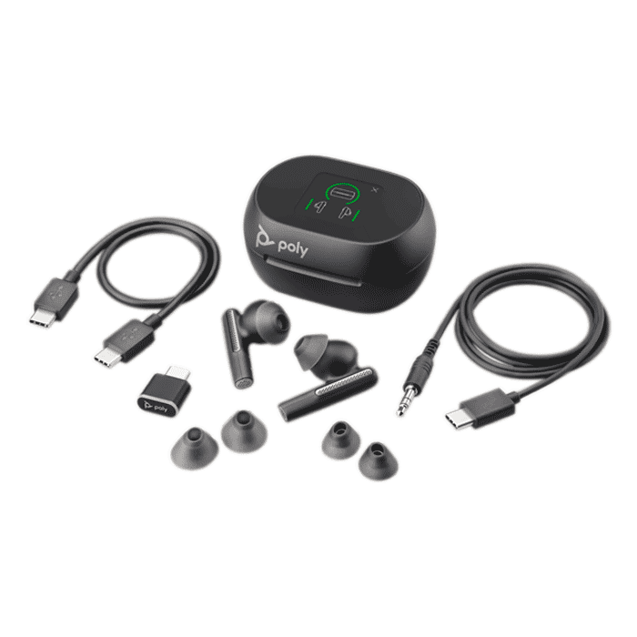 Poly Voyager Free 60 EarBuds - Black w/ Case, USB Dongle and Cables