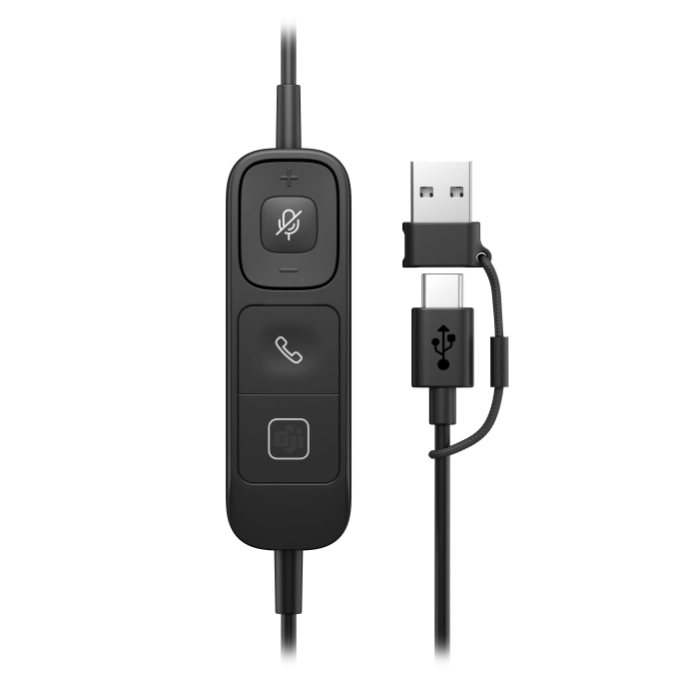 HP Poly Mission 400 Wired USB Headset Inline Controls