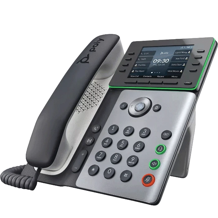 Poly Edge E300 Series IP Desk Phone - Angle
