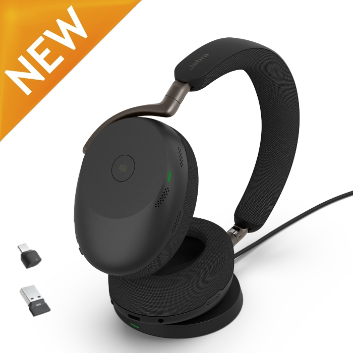 Jabra Evolve3 85 Stereo Over-Ear Wireless Headset With Charging Pad