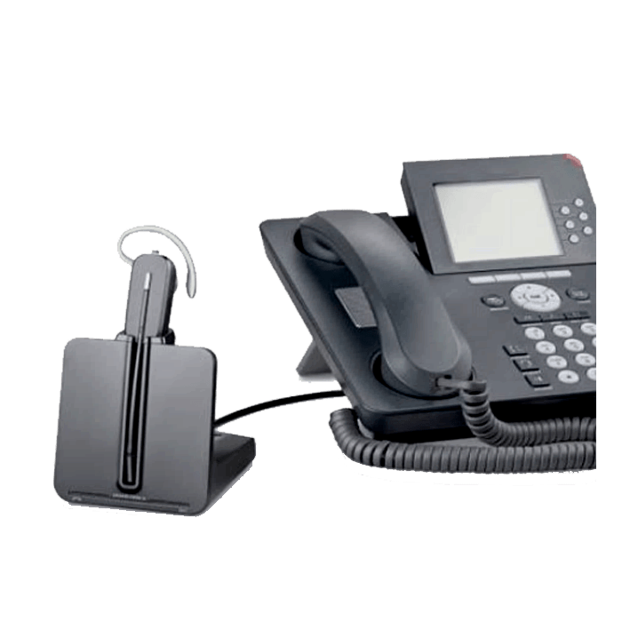 Plantronics cs540 Headset next to a deskphone