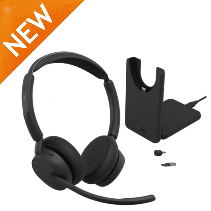 Jabra Evolve3 45 Stereo Headset with Charging Stand